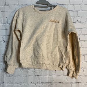 Beige Long Sleeve Crewneck Sweatshirt